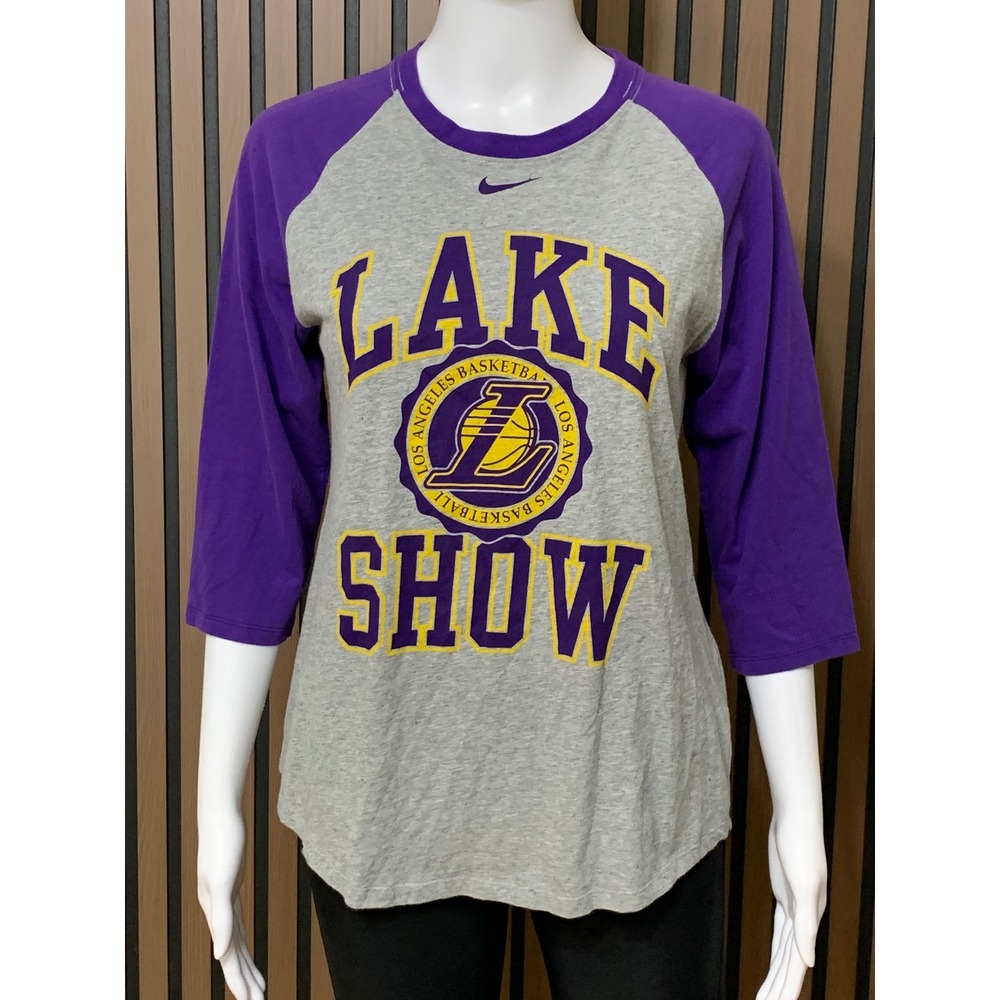 Nike Los Angeles Lakers Lake Show Raglan 3/4 Sleeve Dri-FIT Shirt Gray Purple M